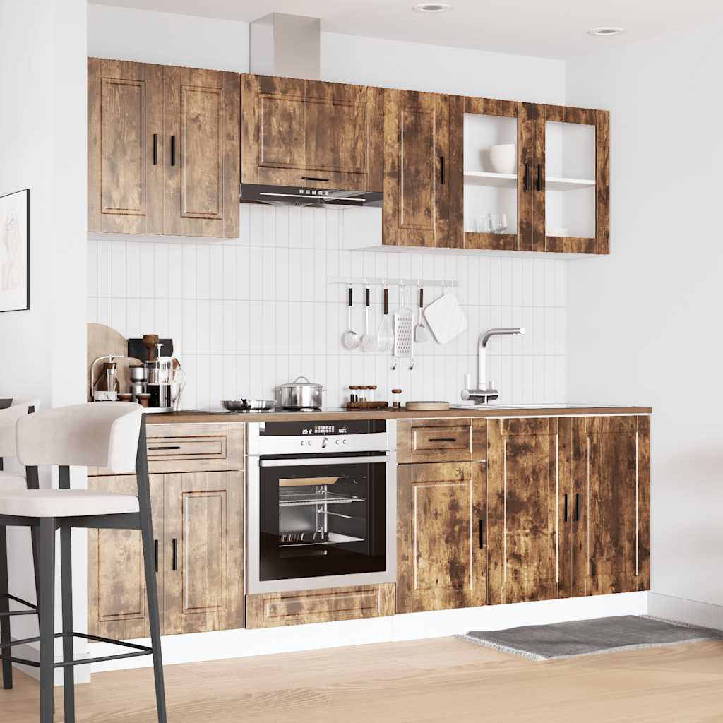 Set Mobili da Cucina 8 pz Kalmar Rovere Fumo Legno Multistrato - homemem39