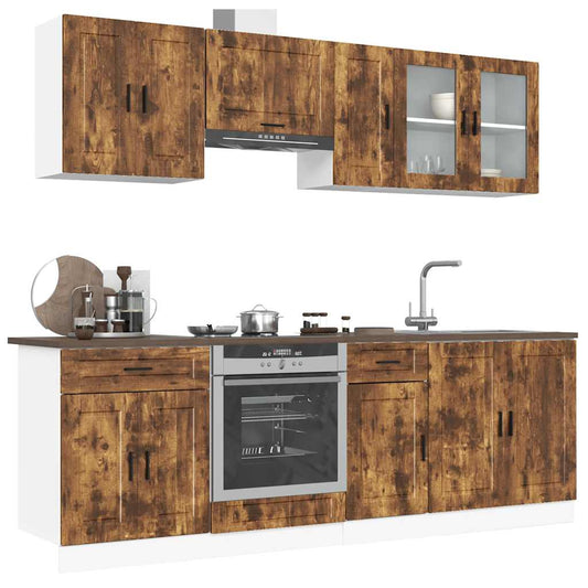 Set Mobili da Cucina 8 pz Kalmar Rovere Fumo Legno Multistrato - homemem39