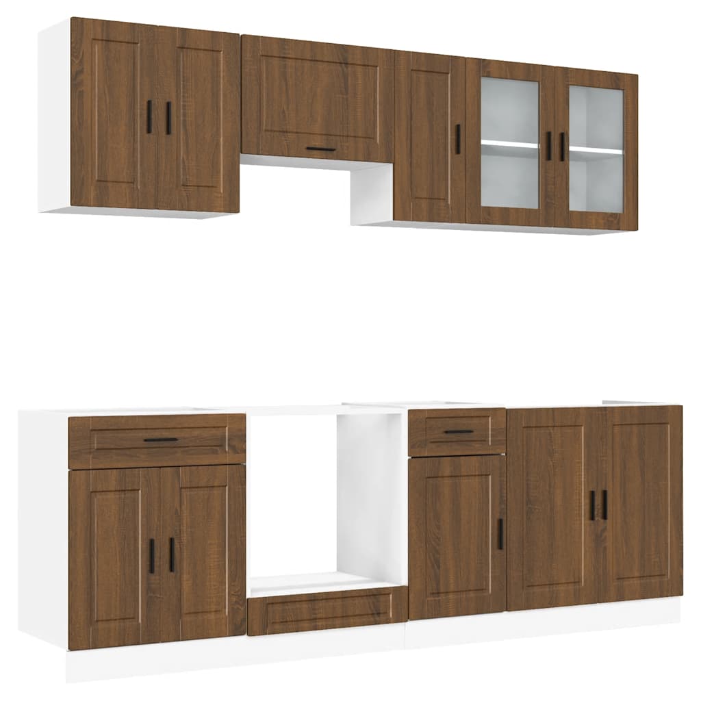 Set Mobili da Cucina 8 pz Kalmar Rovere Marrone in Truciolato | homemem39