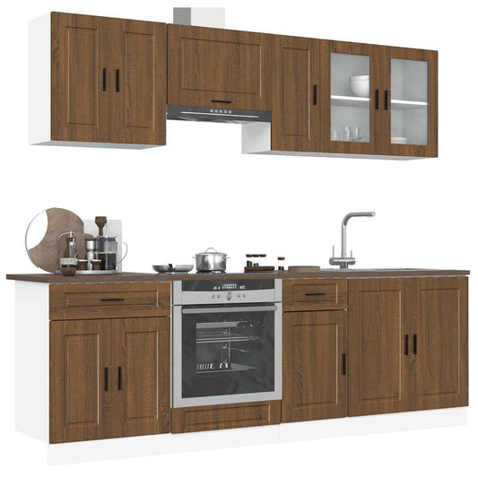 Set Mobili da Cucina 8 pz Kalmar Rovere Marrone in Truciolato | homemem39