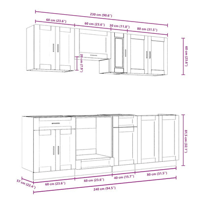 Set Mobili da Cucina 8 pz Kalmar Legno Vecchio in Truciolato - homemem39