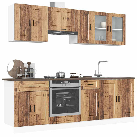 Set Mobili da Cucina 8 pz Kalmar Legno Vecchio in Truciolato - homemem39