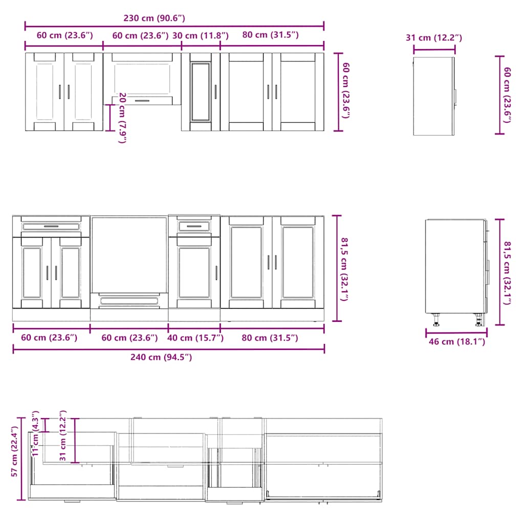 Set Mobili da Cucina 8 pz Kalmar Rovere Artigianale Truciolato | homemem39