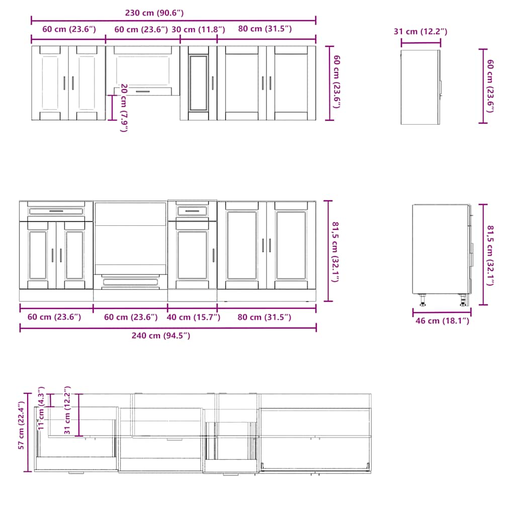 Set Mobili da Cucina 8 pz Kalmar Rovere Artigianale Truciolato - homemem39
