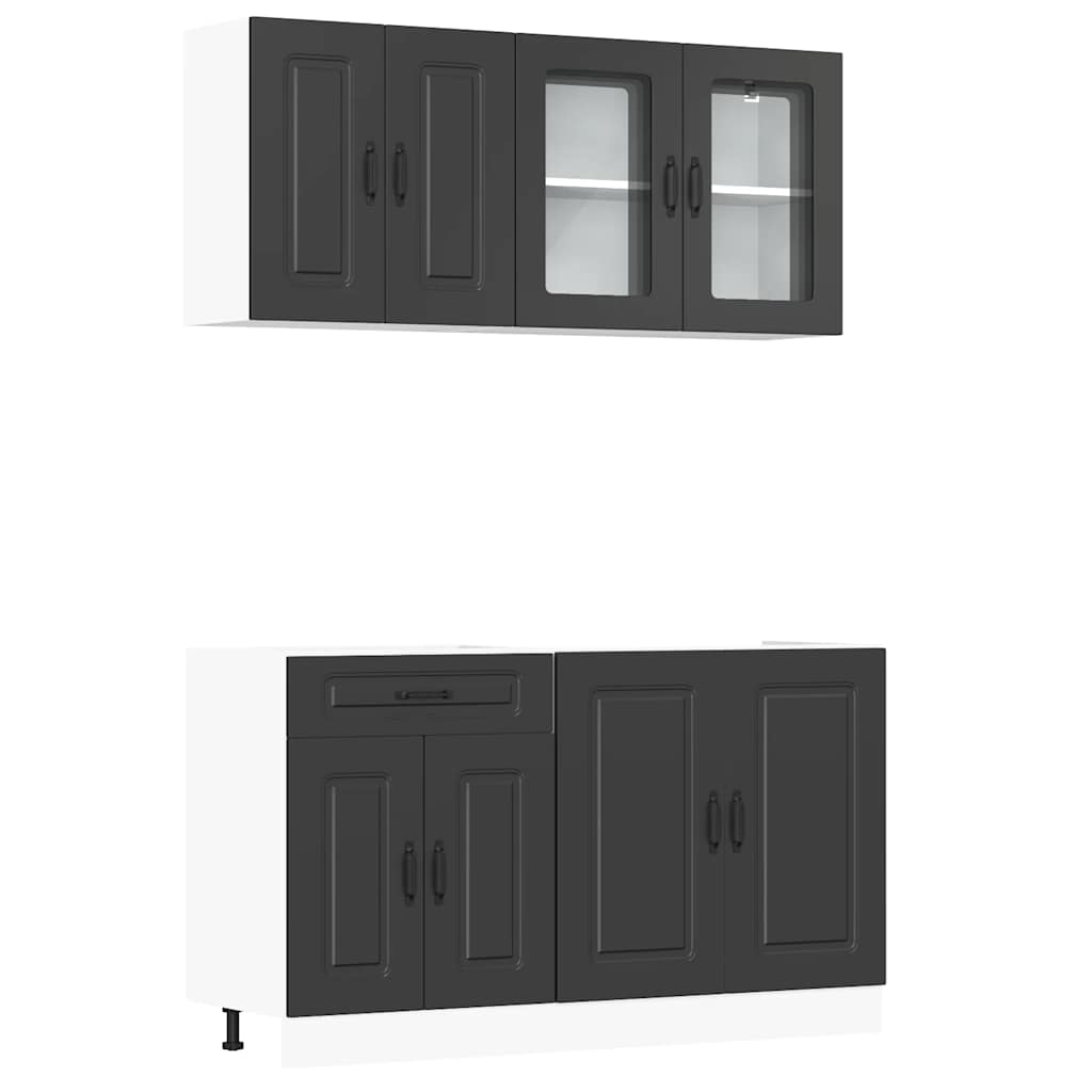 Set Mobili da Cucina 4 pz Kalmar Neri Legno Multistrato | homemem39