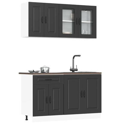 Set Mobili da Cucina 4 pz Kalmar Neri Legno Multistrato | homemem39