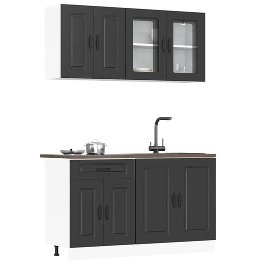 Set Mobili da Cucina 4 pz Kalmar Neri Legno Multistrato | homemem39