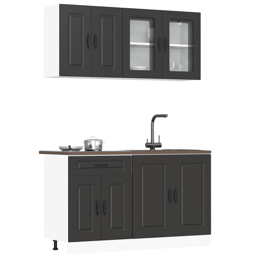 Set Mobili da Cucina 4 pz Kalmar Neri Legno Multistrato - homemem39