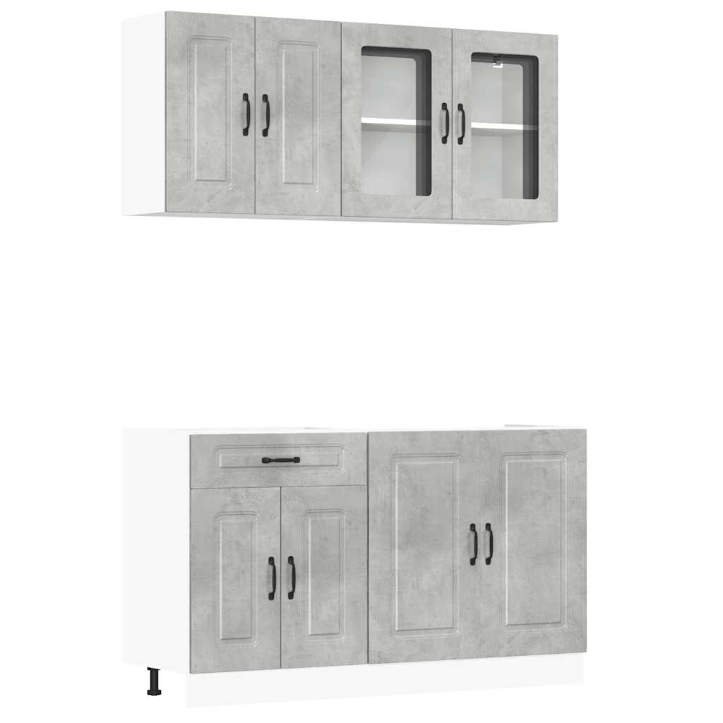 Set Mobili da Cucina 4 pz Kalmar Grigio Cemento in Truciolato | homemem39