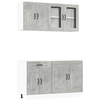 Set Mobili da Cucina 4 pz Kalmar Grigio Cemento in Truciolato | homemem39