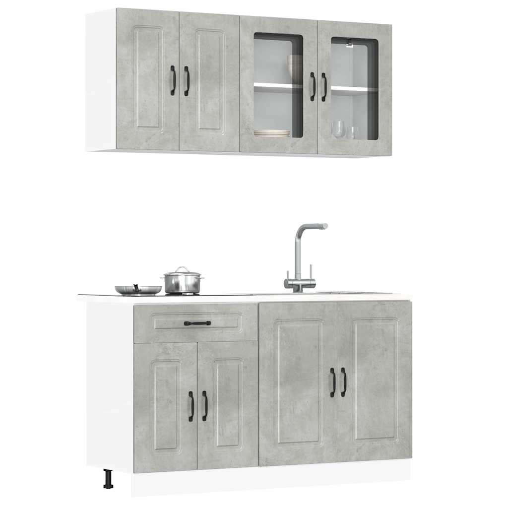 Set Mobili da Cucina 4 pz Kalmar Grigio Cemento in Truciolato | homemem39