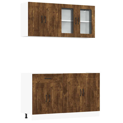 Set Mobili da Cucina 4 pz Kalmar Rovere Fumo Legno Multistrato | homemem39