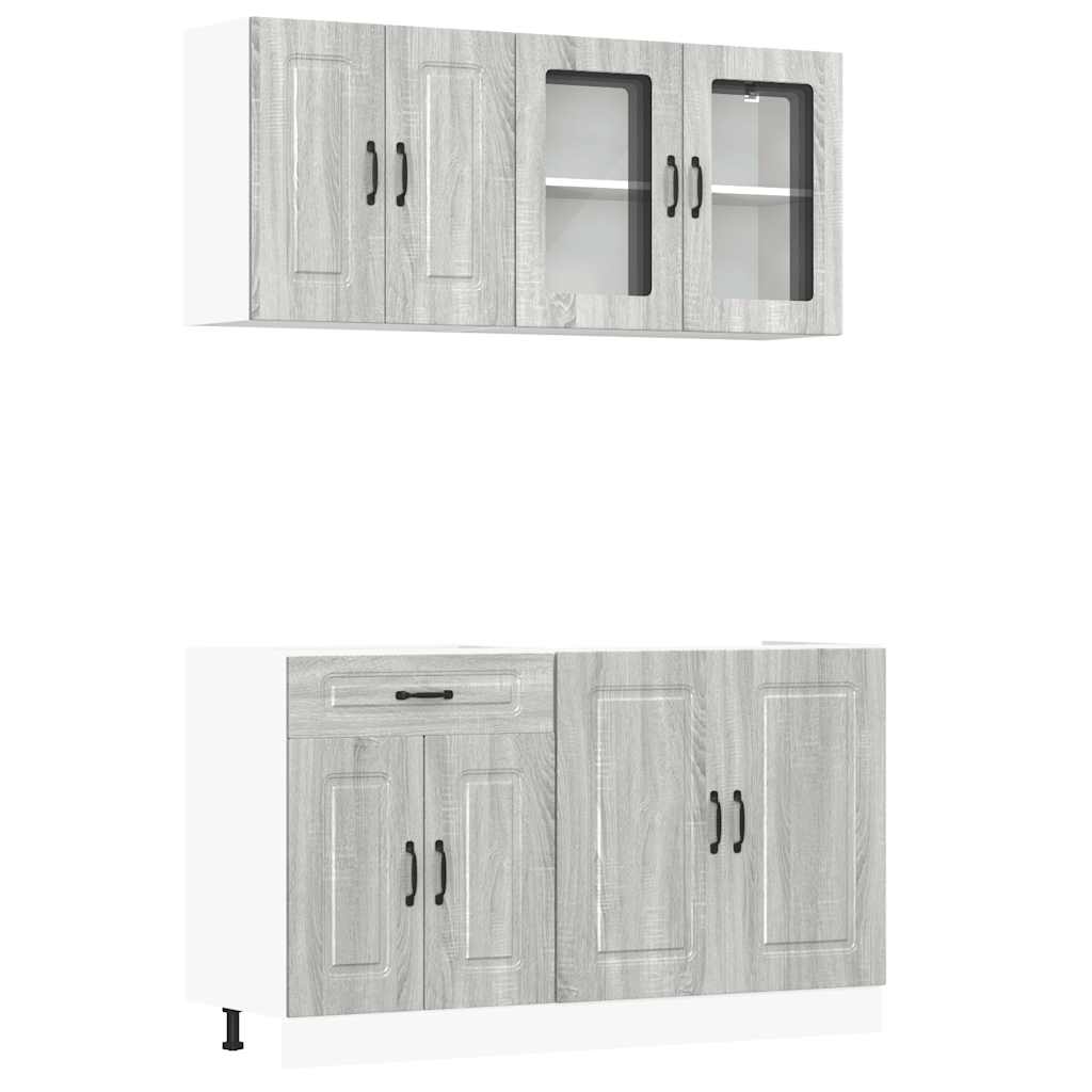 Set Mobili da Cucina 4 pz Kalmar Grigio Sonoma in Truciolato - homemem39