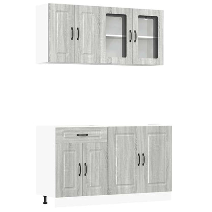 Set Mobili da Cucina 4 pz Kalmar Grigio Sonoma in Truciolato - homemem39