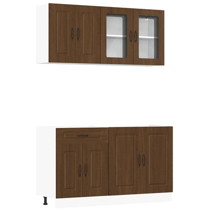 Set Mobili da Cucina 4 pz Kalmar Rovere Marrone in Truciolato | homemem39