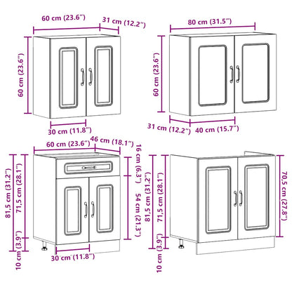 Set Mobili da Cucina 4 pz Kalmar Rovere Marrone in Truciolato - homemem39