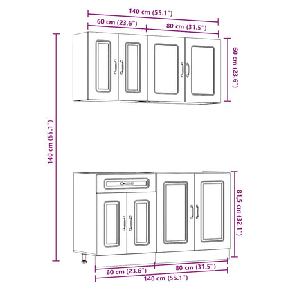 Set Mobili da Cucina 4 pz Kalmar Rovere Marrone in Truciolato - homemem39