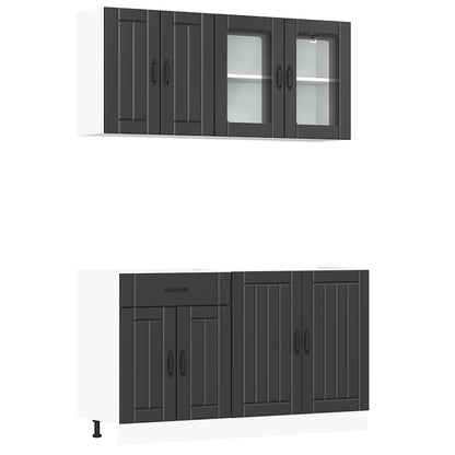 Set Mobili da Cucina 4 pz Lucca Neri Legno Multistrato | homemem39