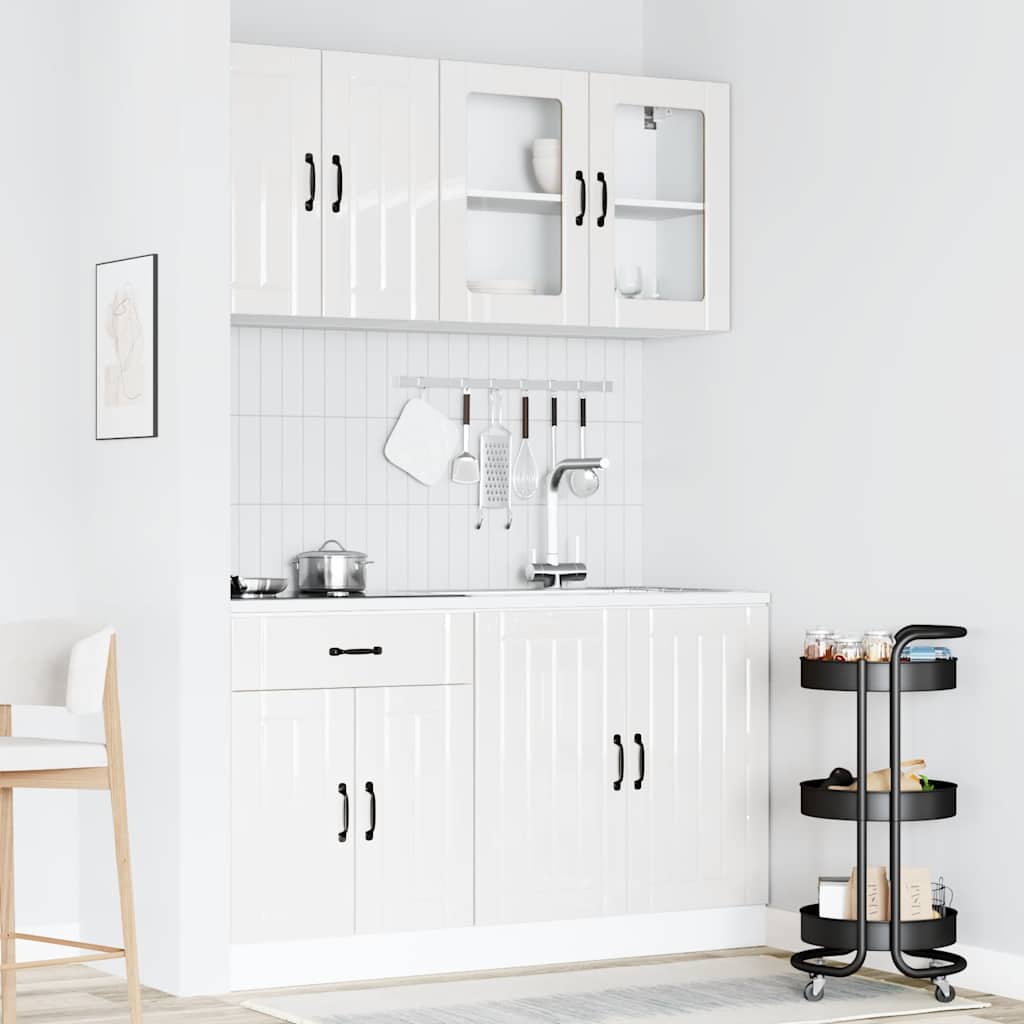 Set Mobili da Cucina 4 pz Kalmar Bianchi Lucido in Truciolato - homemem39