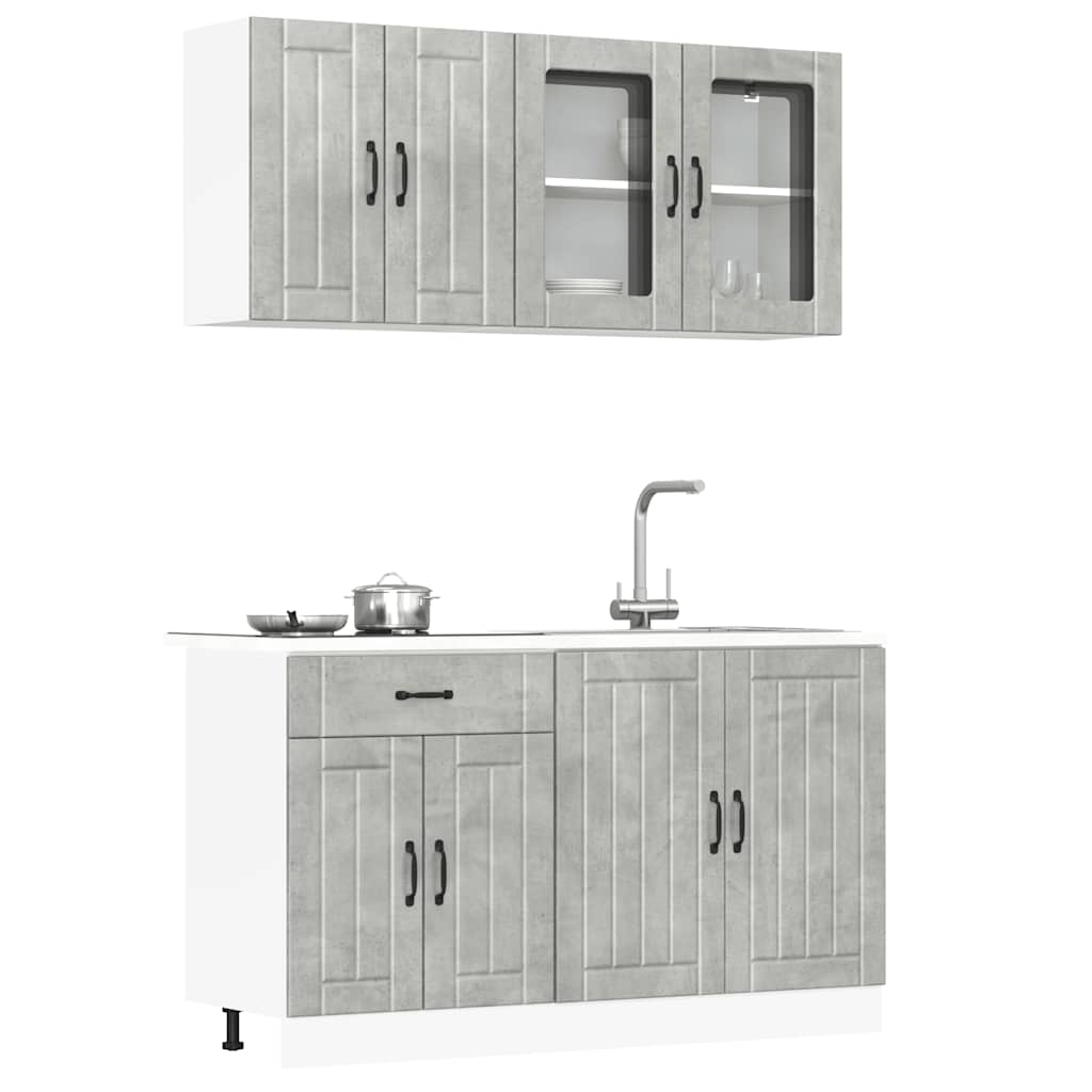 Set Mobili da Cucina 4 pz Lucca Grigio Cemento in Truciolato | homemem39