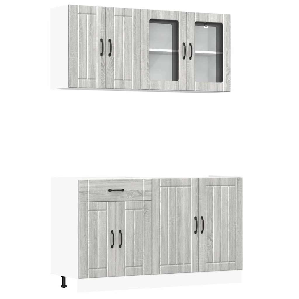 Set Mobili da Cucina 4 pz Kalmar Grigio Sonoma in Truciolato - homemem39