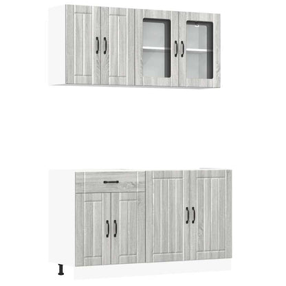 Set Mobili da Cucina 4 pz Kalmar Grigio Sonoma in Truciolato - homemem39