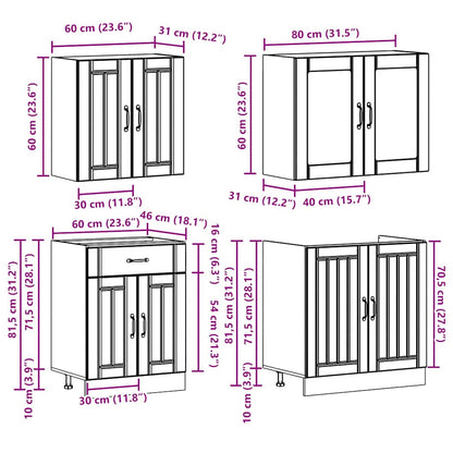 Set Mobili da Cucina 4 pz Kalmar Legno Vecchio in Truciolato - homemem39