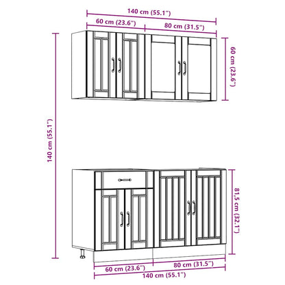 Set Mobili da Cucina 4 pz Kalmar Legno Vecchio in Truciolato - homemem39