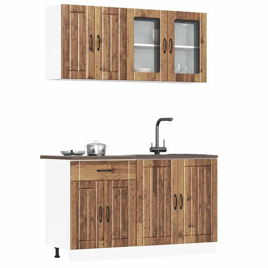 Set Mobili da Cucina 4 pz Kalmar Legno Vecchio in Truciolato - homemem39
