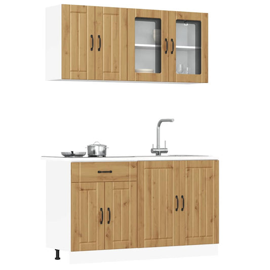Set Mobili da Cucina 4 pz Kalmar Rovere Artigianale Truciolato - homemem39