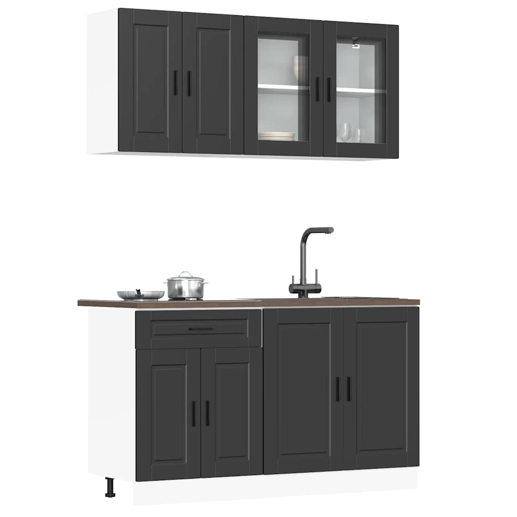 Set Mobili da Cucina 4 pz Porto Neri Legno Multistrato - homemem39
