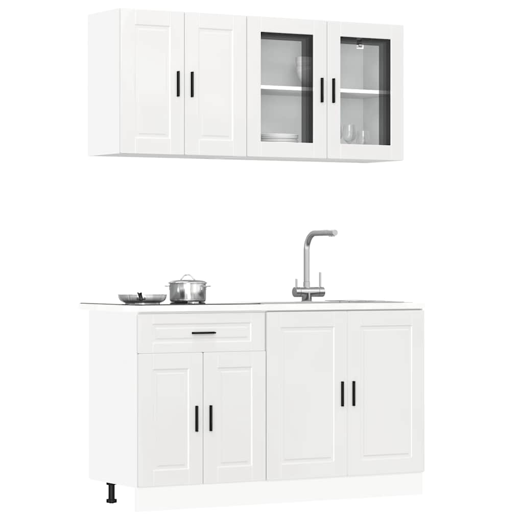 Set Mobili da Cucina 4 pz Porto Bianchi Lucido in Truciolato | homemem39