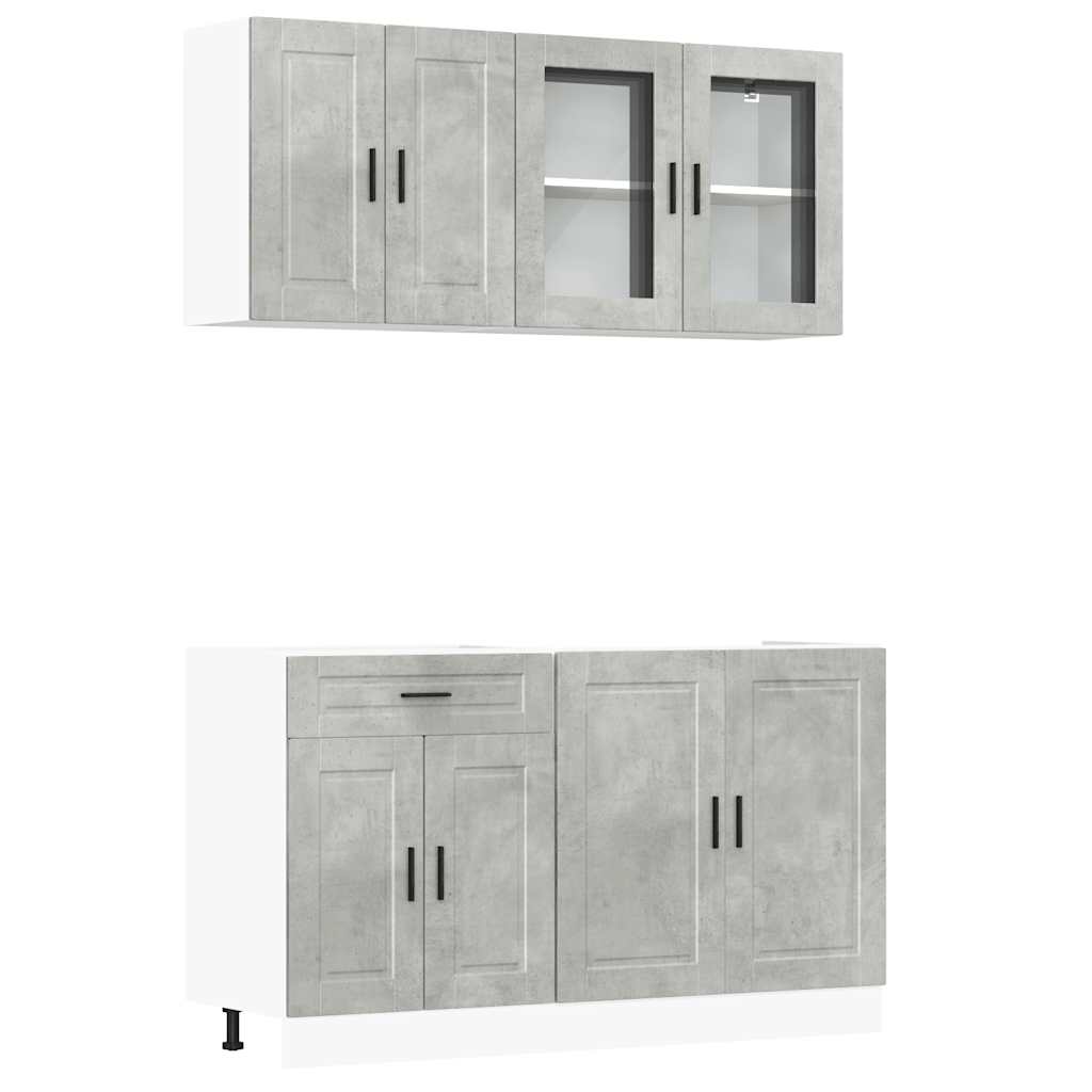 Set Mobili da Cucina 4 pz Porto Grigio Cemento in Truciolato | homemem39