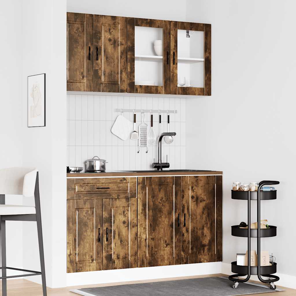 Set Mobili da Cucina 4 pz Porto Rovere Fumo Legno Multistrato | homemem39