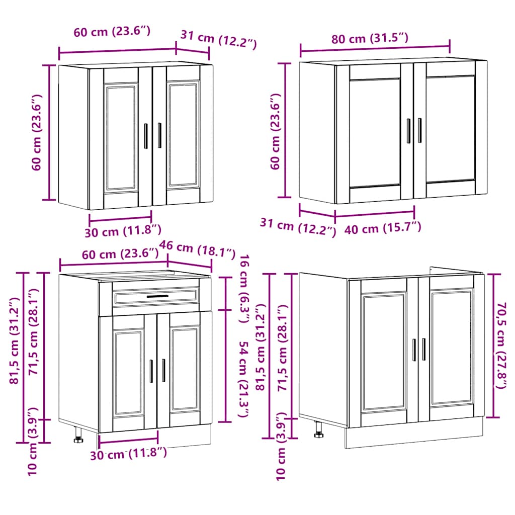 Set Mobili da Cucina 4 pz Porto Rovere Fumo Legno Multistrato - homemem39