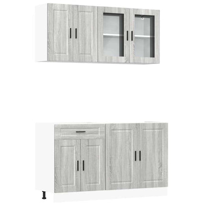 Set Mobili da Cucina 4 pz Porto Grigio Sonoma in Truciolato - homemem39