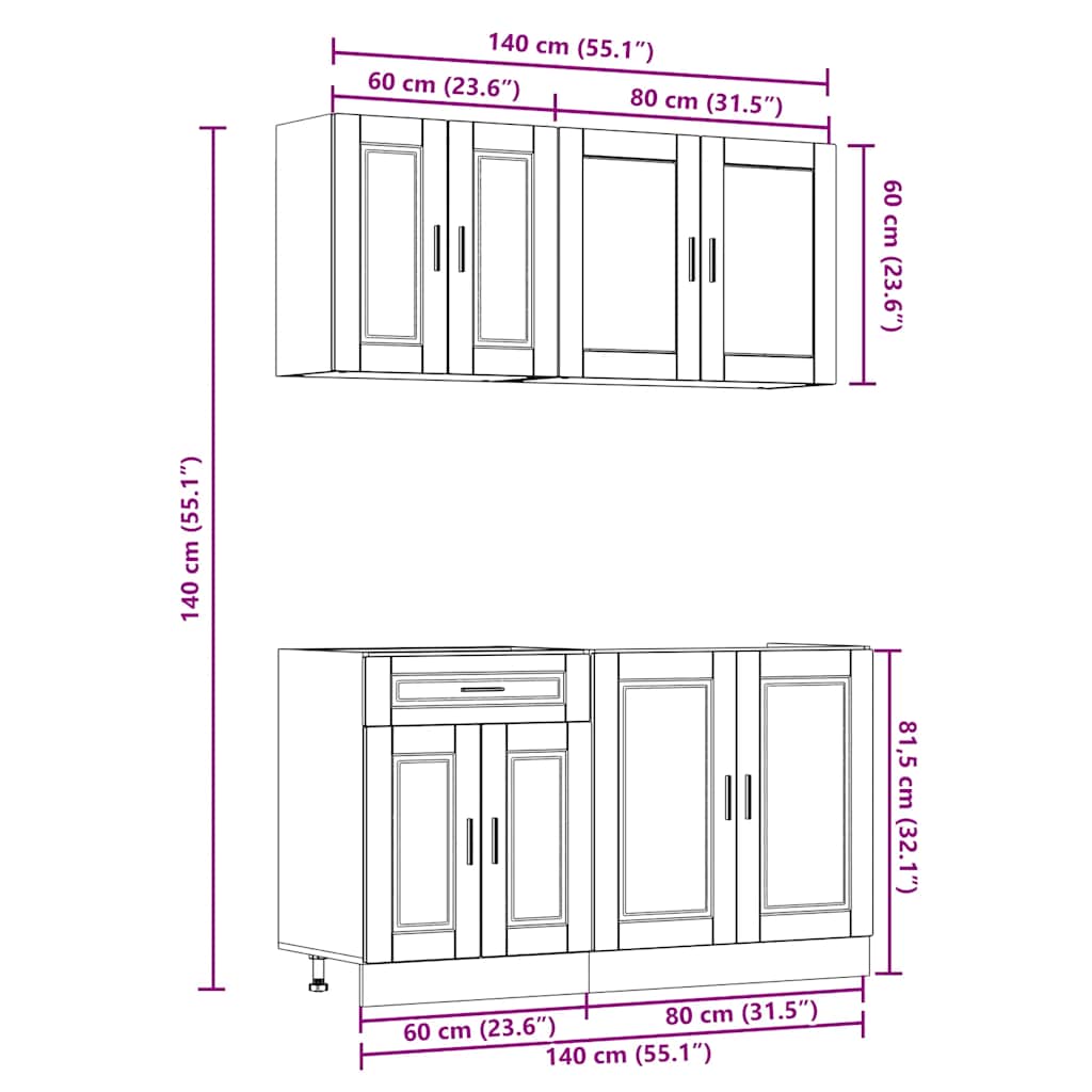 Set Mobili da Cucina 4 pz Porto Legno Vecchio in Truciolato | homemem39