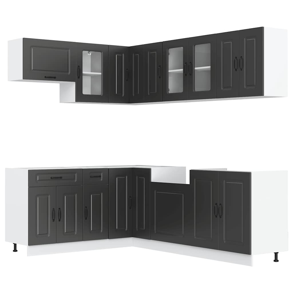 Set Mobili da Cucina 11 pz Kalmar Neri Legno Multistrato - homemem39