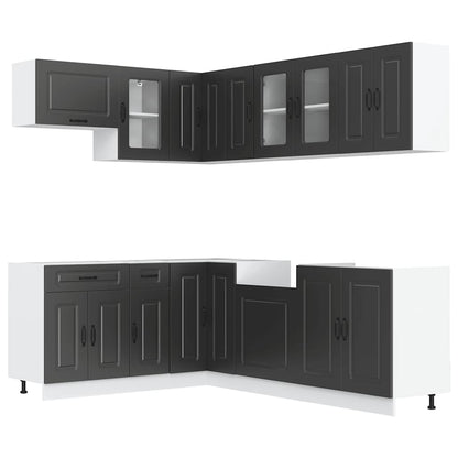 Set Mobili da Cucina 11 pz Kalmar Neri Legno Multistrato - homemem39