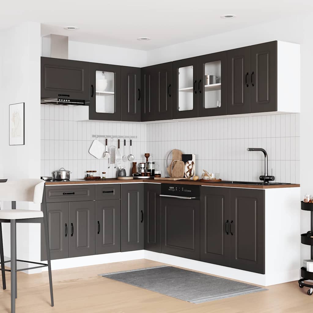 Set Mobili da Cucina 11 pz Kalmar Neri Legno Multistrato | homemem39