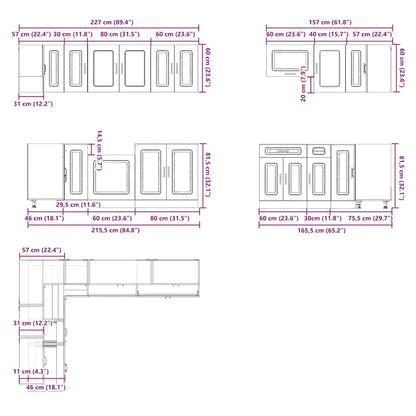 Set Mobili da Cucina 11 pz Kalmar Neri Legno Multistrato - homemem39