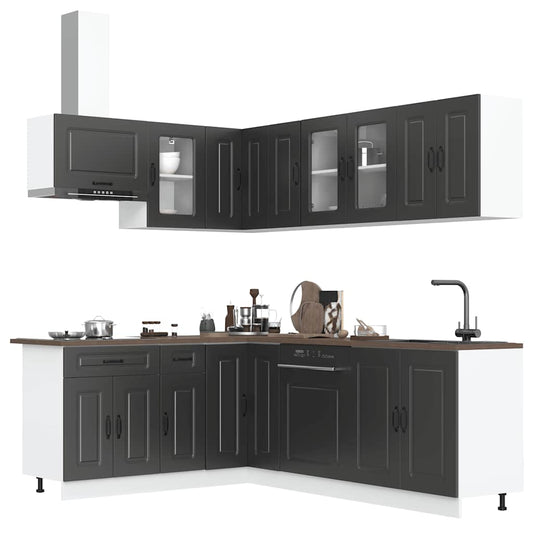 Set Mobili da Cucina 11 pz Kalmar Neri Legno Multistrato - homemem39