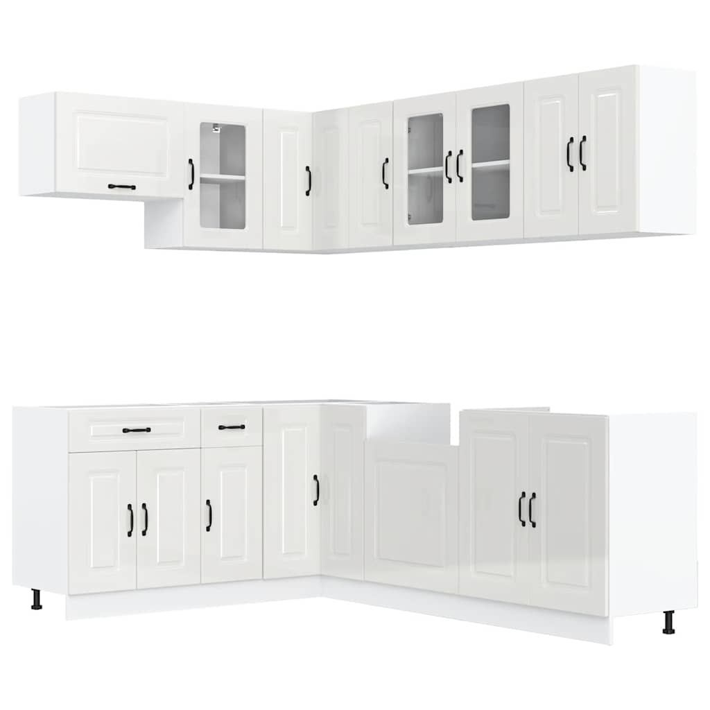 Set Mobili da Cucina 11 pz Kalmar Bianchi Lucido in Truciolato