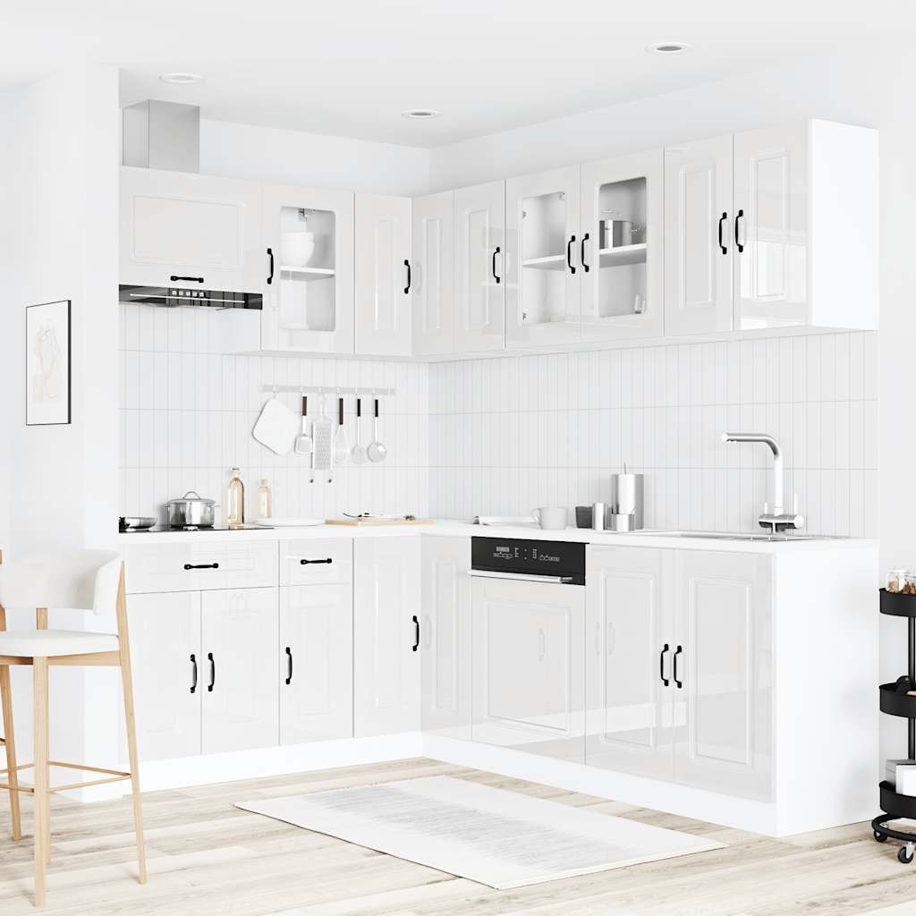 Set Mobili da Cucina 11 pz Kalmar Bianchi Lucido in Truciolato
