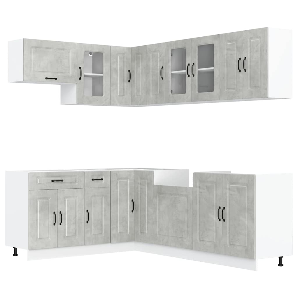 Set Mobili da Cucina 11 pz Kalmar Grigio Cemento in Truciolato - homemem39