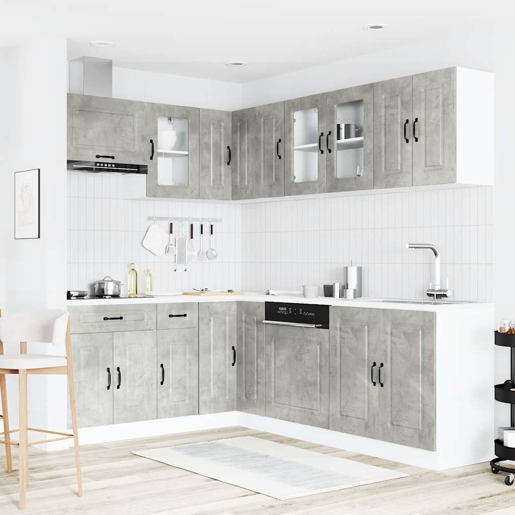 Set Mobili da Cucina 11 pz Kalmar Grigio Cemento in Truciolato - homemem39