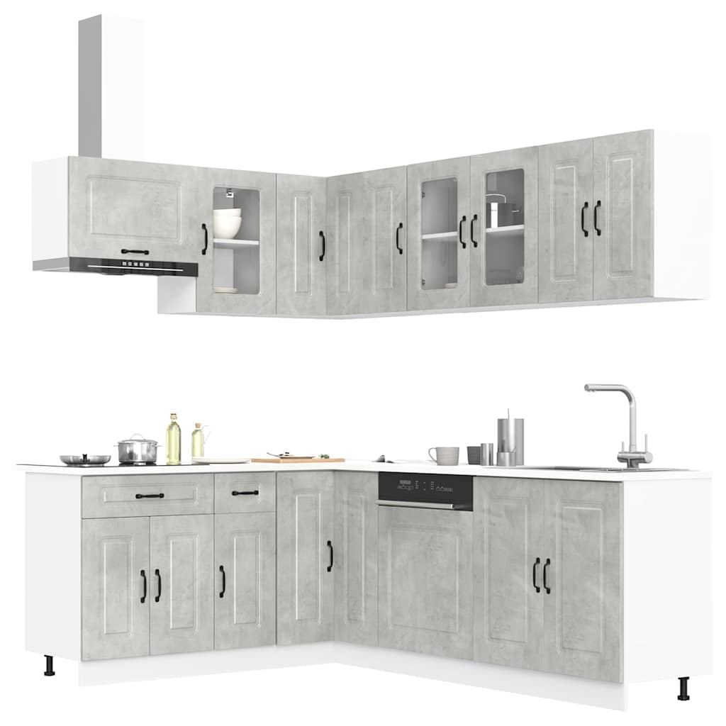 Set Mobili da Cucina 11 pz Kalmar Grigio Cemento in Truciolato - homemem39