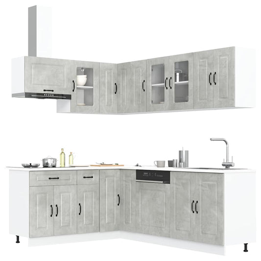 Set Mobili da Cucina 11 pz Kalmar Grigio Cemento in Truciolato - homemem39