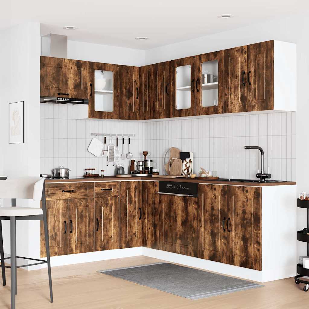 Set Mobili da Cucina 11 pz Kalmar Rovere Fumo Legno Multistrato | homemem39