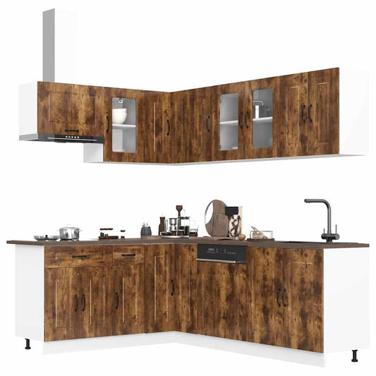 Set Mobili da Cucina 11 pz Kalmar Rovere Fumo Legno Multistrato | homemem39